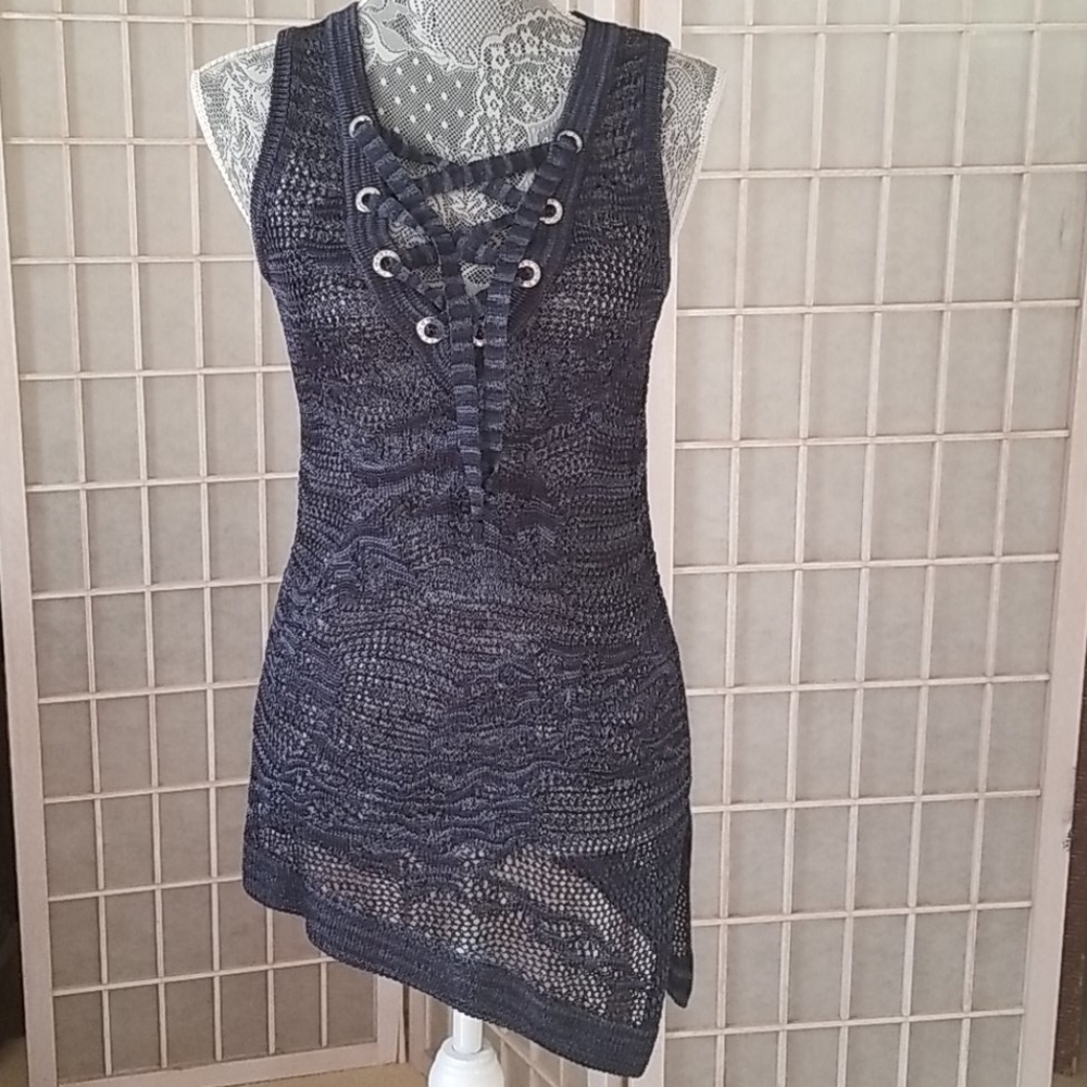 Adorable Navy lace up crotched tunic
